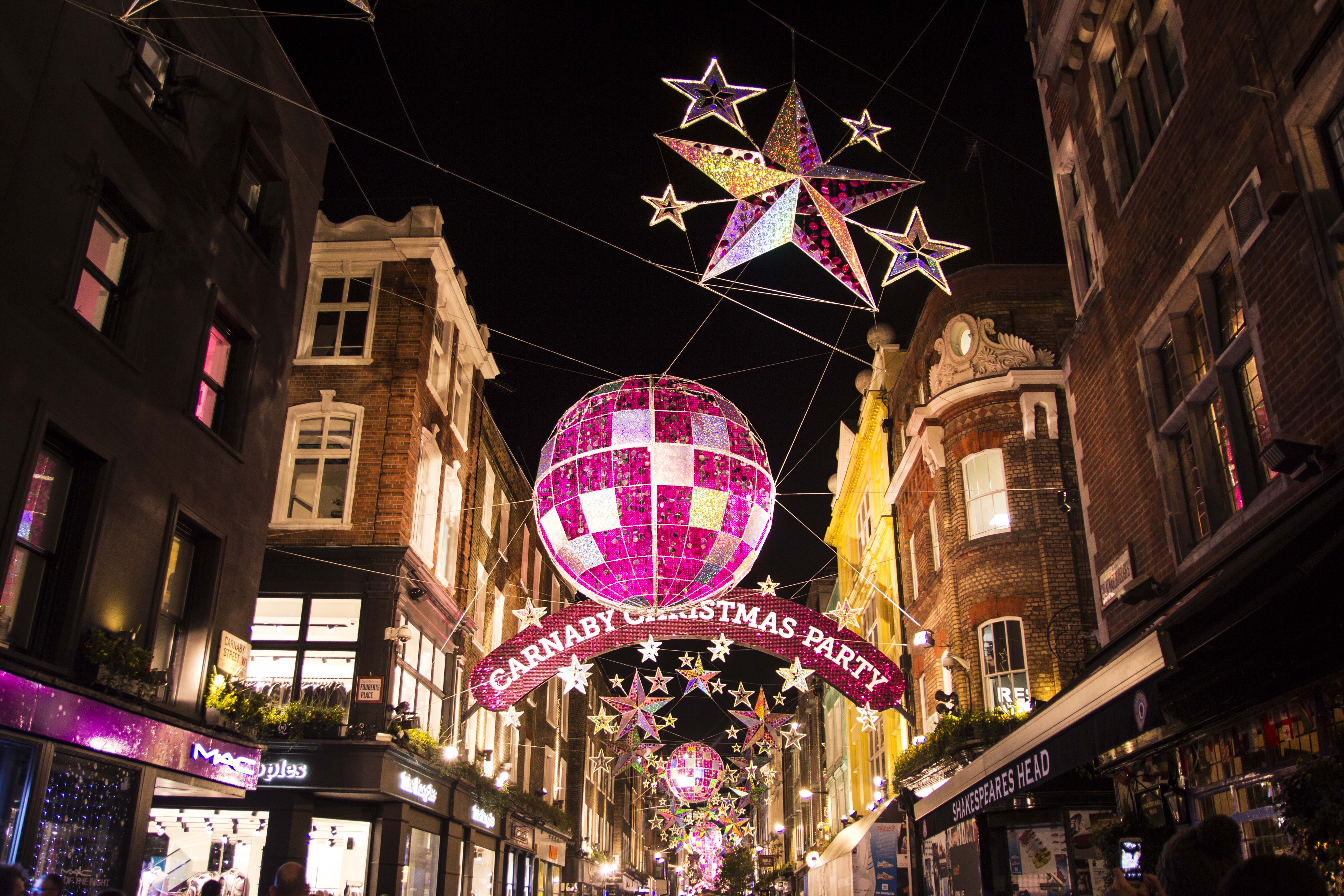 See Carnaby Street's famous light displays on our Christmas bike tour